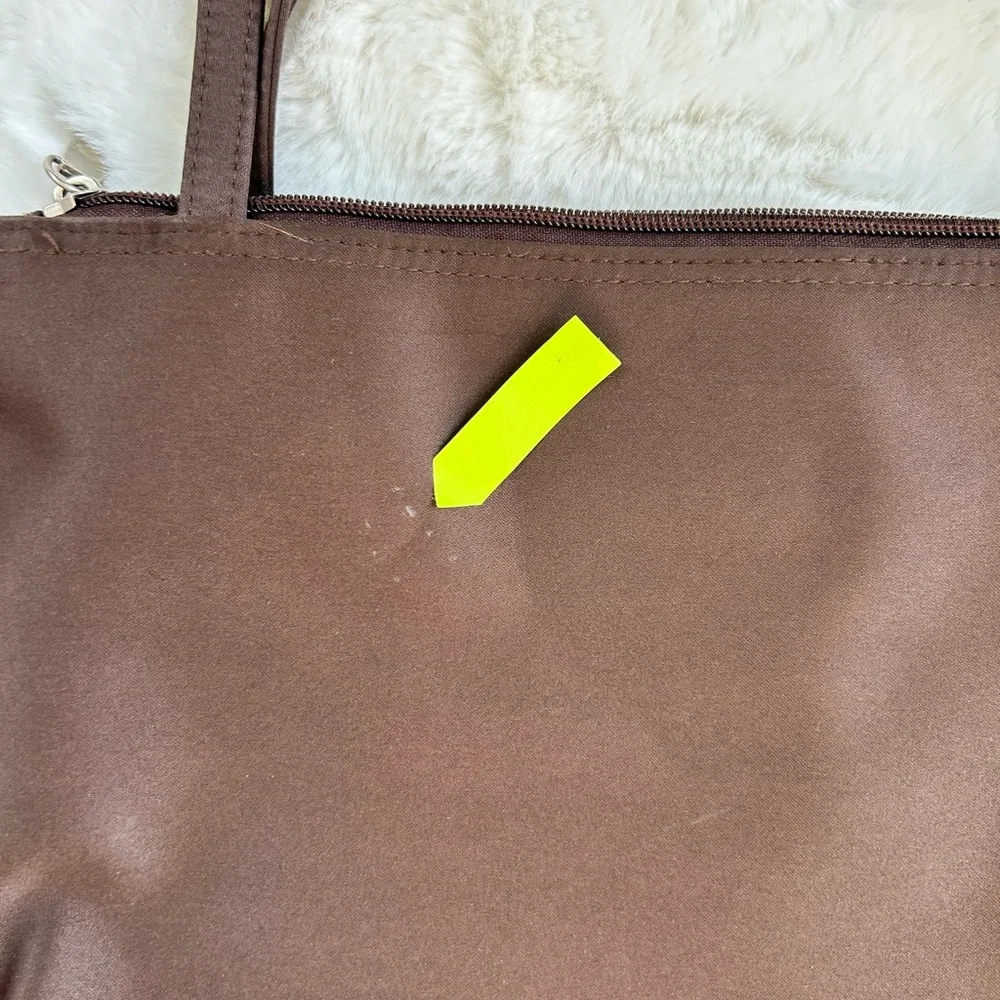 ESPRIT VINTAGE 90’s Women’s Minimalist Shoulder Bag Satin-Like Rich Brown Silver